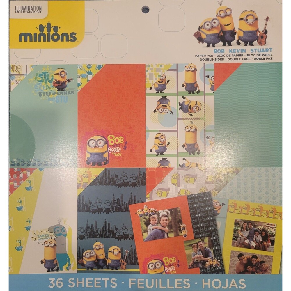 Minions, 12”x12” Double Sided Paper Pad, 36 Sheets, New